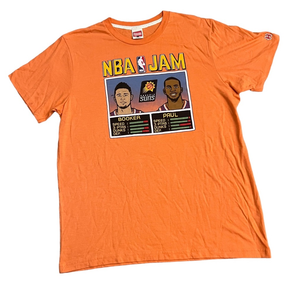 Devin Booker & Chris Paul Phoenix Suns Homage NBA Jam Tri-Blend T-Shirt Orange